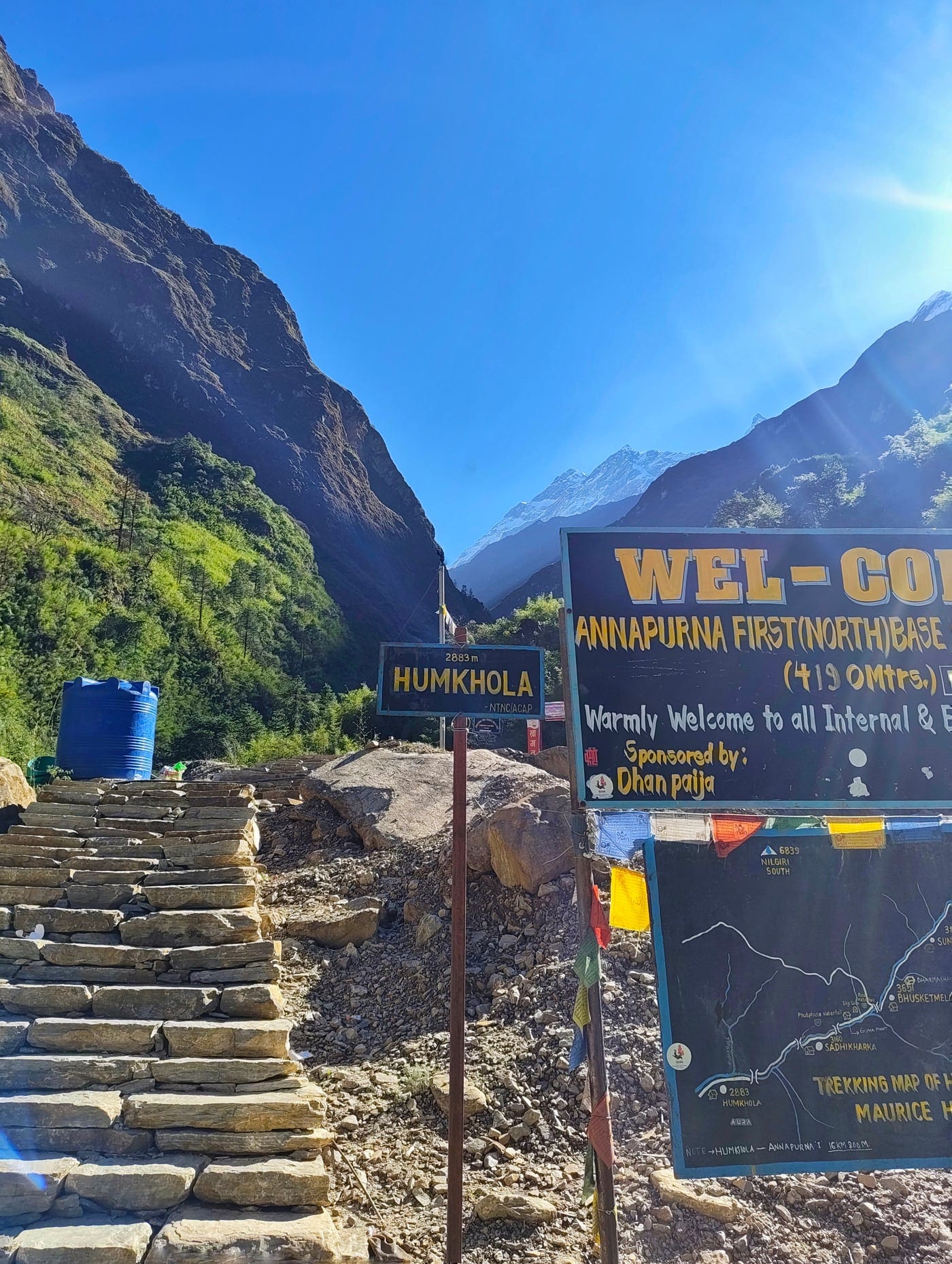 The roadhead at Humkhola where the walking begins