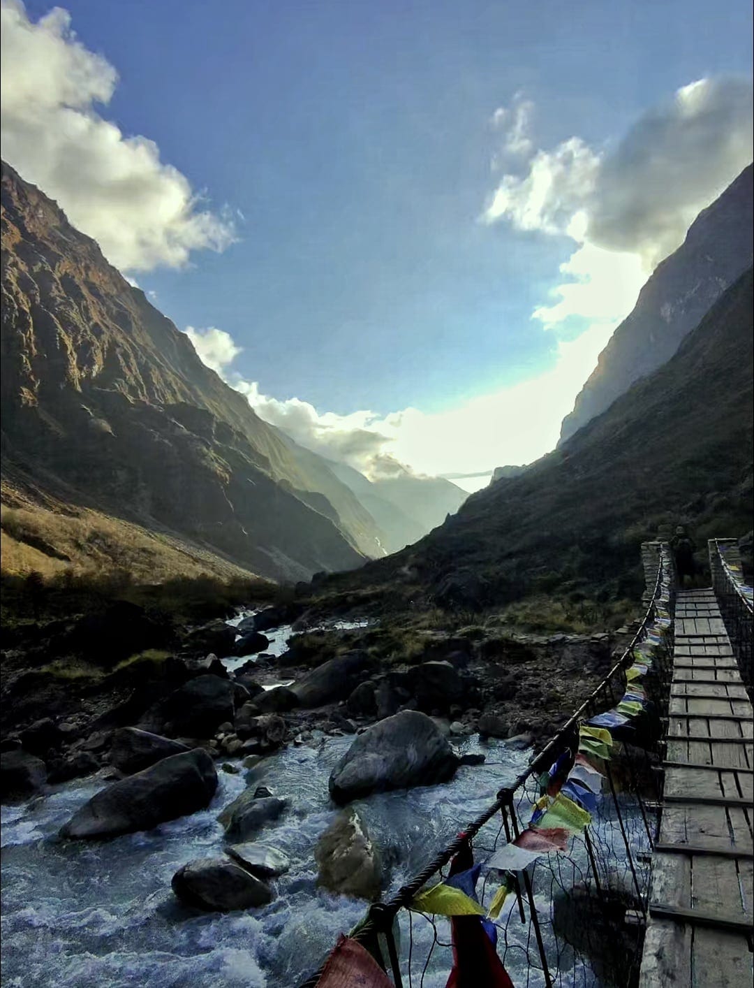 A suspension bridge over the Miristi Khola